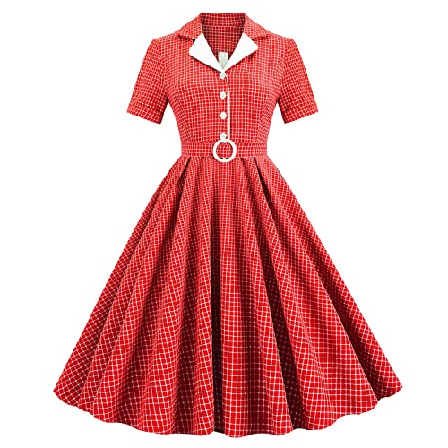 50er Jahre Kleider Damen Vintage Neckholder Lange Kleid Kostüm Hepburn Tüllkleider Blumendruck Sommerkleid Partykleid Sexy Retro V Ausschnitt Ballkleid Abendkleid Elegant Rockabilly Große Größen von Generisch