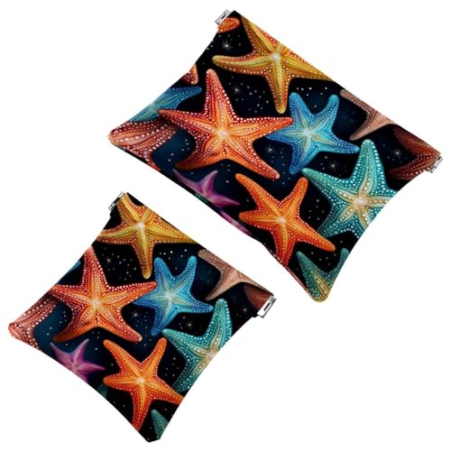 551 Kosmetiktasche für Geldbörsen, wasserdicht, tragbar, ohne Reißverschluss, 2 Stück, Mehrfarbig 03, A：7.1x5.8in/18x14.8cm，B:4.7x4.5in/12x11.5cm von Generisch