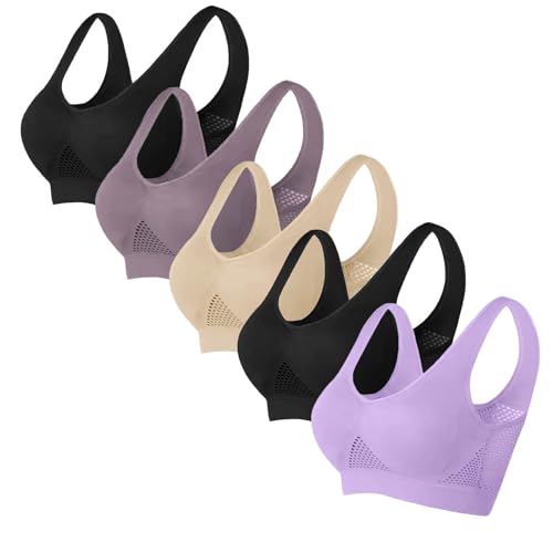 5er Pack BHS Bustier Damen Sport BH Große Größen Starker Halt Comfit Bhs Atmungsaktiv Soft Seamless Bh-Set Bra Sportunterwäsche für Damen Alltag Joggen Yoga Blitzangebote Des Tages Schwarz M von Generisch
