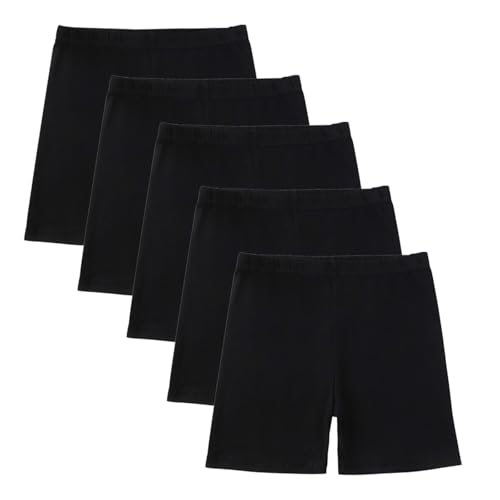 5er Pack Kurze Leggings Mädchen Baumwolle Stretch Sommershort Einfarbig Baggy Shorts Freizeit Turnhose Atmungsaktiv Sporthose Elastisch Taille Kinder Kurz Unterhose 6 Schwarz 120 von Generisch