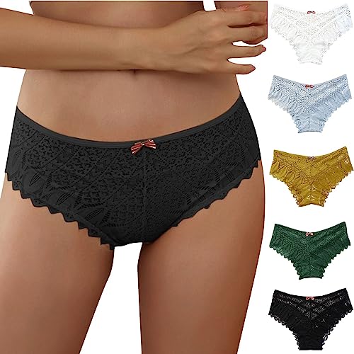 5er Pack String Tanga Damen Unterhosen Damen Nahtlos Seamless Slips Unterwäsche Frauen Hipster Set Sexy Bequem Dessous Mehrfarbig XXL-5XL von Generisch