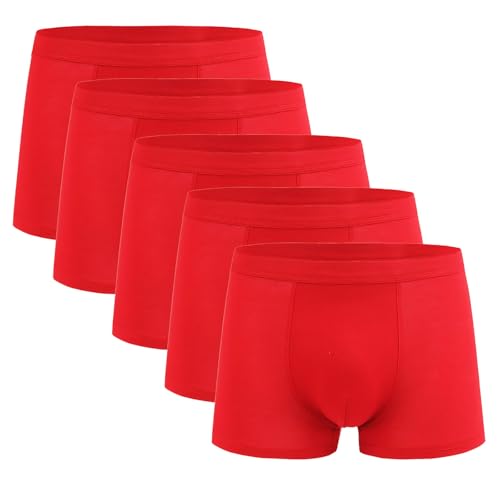 5er Pack Unterhosen Männer Slips Einfarbig Boxer Shorts for Men Retroshorts Atmungsaktiv Unterwäsche Mens Underwear Sets Herren-Boxershorts Warehouse Deals Angebote Rot XL von Generisch