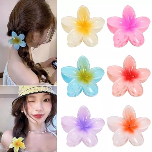 6 Pcs Flower Claw Clip, Egg Flower Hair Clip for Women, Hawaiian Non Slip Claw Clips Hair Accessories for Girls Women Medium Thick Hair Straight Curly Wavy Hair (Pack of 6) von Generisch