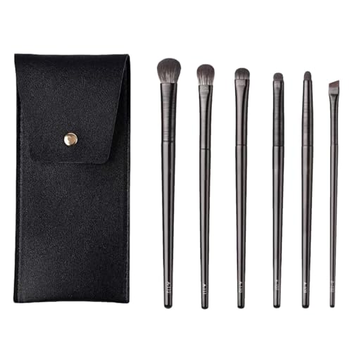 6 Stück Kosmetikpinsel - Haushalt Lidschatten Pinsel, mehrere Kosmetikpinsel Set | Make-up Pinsel Werkzeug Zubehör mit Aufbewahrungstasche für Alltag, Geschäftsreisen, Hochzeit und Reisen (Schwarz) von Generisch