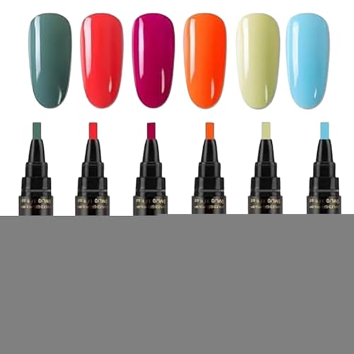 6 Stück Nagellackstift Set, 3 in 1 Nagellack Stift On-e Step UV Nagellack UV Gel Nagelgel Nail Polish LED Gel Nagellack Pen Soak off Gel Ideal für zu Hause und Professionelle Maniküre von Generisch
