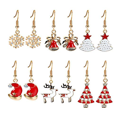 6 Stück Weihnachtsdekoration, charmante, elegante Tropfen-Ohrringe für Weihnachten, umweltfreundlich und praktisch von Generisch