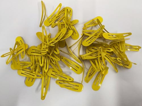 60 Haarspangen, ca. 5cm, Breite ca 15mm für Damen, Kids und Teenager in 6 Farben (Gelb) von Generisch