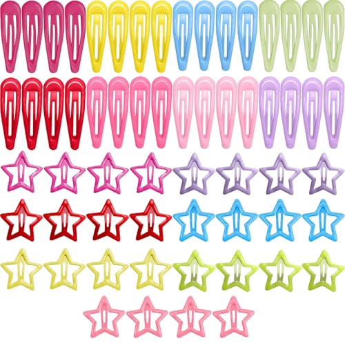 60 Stück Snap Haarspangen Bunte Stern Haarspangen Rutschfeste Haarnadeln Accessories Haarclips für Kinder Karikatur Entwurfs Haarspange Haarklammern in Bonbonfarbe für Teens Frauen Mädchen von Generisch