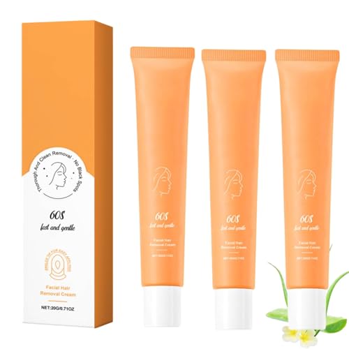 60S Upper Lip Hair Removal Cream,Enthaarungscreme Gesicht,Hair Removal Cream,Skin Haarentferner Gesicht,Damenbart Entferner,Oberlippenhaarentfernung,Gesichtshaarentferner für frauen,20g (3) von Generisch