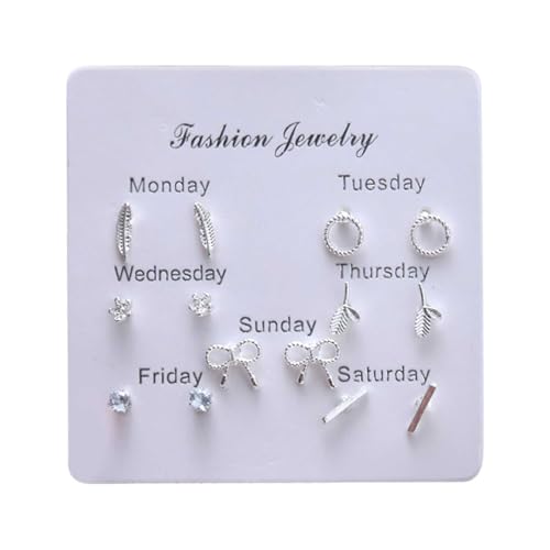7 Paar Ohrringe Set für Frauen Sterling Ohrstecker & Perlenschmuck Dünne Creolen Weihnachten Ohrringe - Generic, A, Metall, Kein Edelstein 7 Paar Ohrringe Set für Frauen Sterling Ohrstecker & Perlenschmuck Dünne Creolen Weihnachten Ohrringe - Generic, A, Metall, Kein Edelstein von Generisch