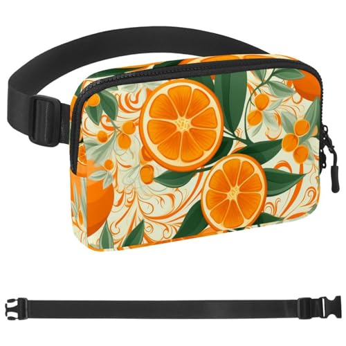 703 Umhängetasche mit frischen Blumen und Orangen, Gürteltasche für Damen und Herren, Gürteltasche für Reisen, Freizeit, Wandern, Radfahren, mehrfarbig, 4 x 23 x 15 cm, mehrfarbig, von Generisch