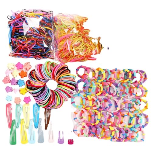 780 Stück Haargummis und Haarklammer Mädchen Set, Bunt Elastisch Scrunchies Haargummis Haarspangen Pferdeschwanz Dünn Zopfgummis Kinder Baby Haarschmuck Haarbänder Hair Accessories von Generisch