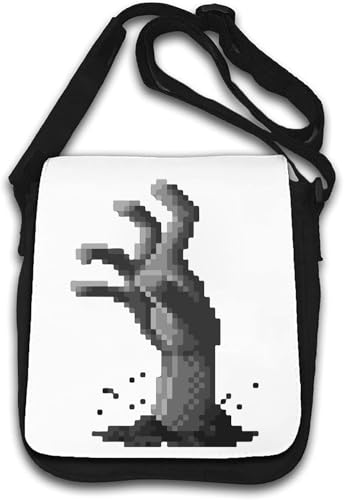 8 Bit Retro Classic Gaming Zombie Hand Schultertasche Weiß von Generisch