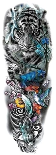 8 Blätter wasserdichte temporäre Tattoo-Aufkleber Uhr Auge große Arm Tattoo for Männer Frauen Tiger Tier gefälschte Tatoo Ärmel(TQB-046) von Generisch