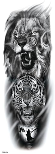 8 Blätter wasserdichte temporäre Tattoo-Aufkleber Uhr Auge große Arm Tattoo for Männer Frauen Tiger Tier gefälschte Tatoo Ärmel(TQB-074) von Generisch