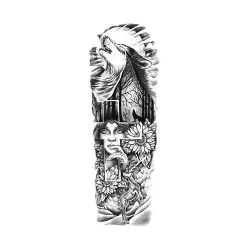 8 Blätter wasserdichte temporäre Tattoo-Aufkleber Uhr Auge große Arm Tattoo for Männer Frauen Tiger Tier gefälschte Tatoo Ärmel(TQB-323) von Generisch