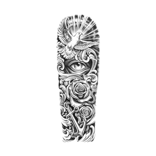 8 Blätter wasserdichte temporäre Tattoo-Aufkleber Uhr Auge große Arm Tattoo for Männer Frauen Tiger Tier gefälschte Tatoo Ärmel(TQB-324) von Generisch