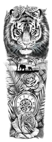 8 Blätter wasserdichte temporäre Tattoo-Aufkleber Uhr Auge große Arm Tattoo for Männer Frauen Tiger Tier gefälschte Tatoo Ärmel(TQB-334) von Generisch