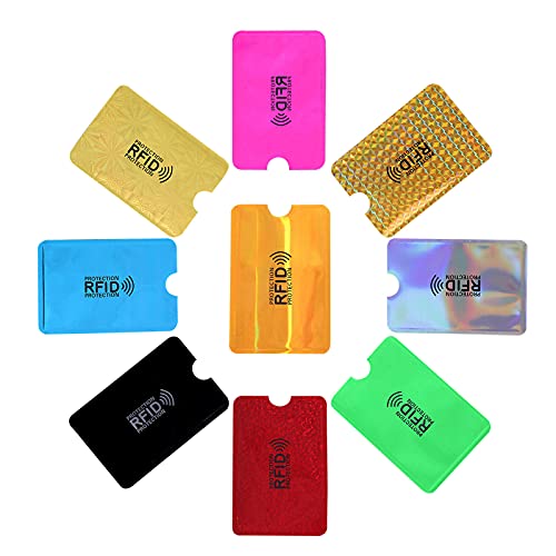 9 StüCk Bunte RFID SchutzhüLlen FüR RFID Ausweise FüR Damen Herren Mehrfarbig RFID Kartenhalter 9 Pieces RFID Card Holder Colorful RFID Card Sleeves Credit Card Covers 9 Pieces RFID (Gold, One Size) von Generisch
