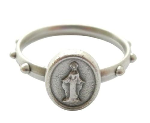 90.121.30 002 Ehering Gebetsring Rosenkranz Silber mit Madonna Maria Wunder Perlen Durchmesser 21 mm von Generisch