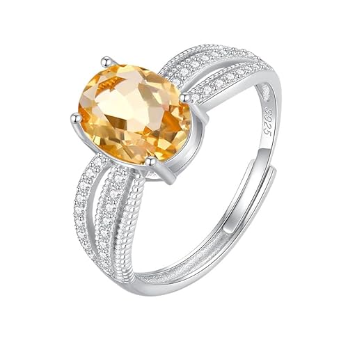 925 Silber Chunky Twist Ringe Verstellbar Oval Cut Natur Edelstein Band Hochzeitsversprechen Cocktail Band Für Frauen Mädchen Ewigkeit Schmuck Geschenke Mit Box Citrin Ring von Generisch