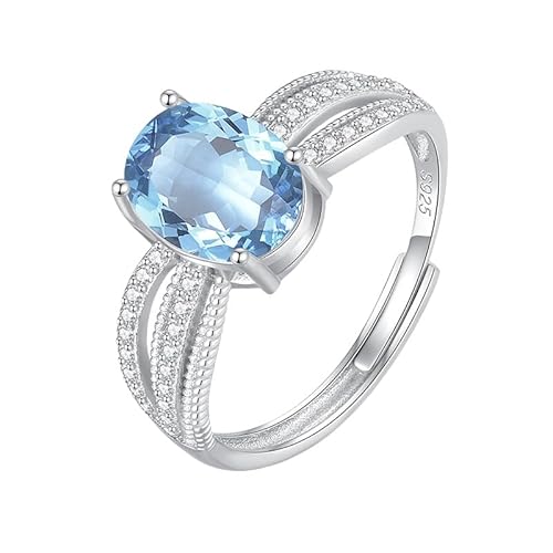 925 Silber Chunky Twist Ringe Verstellbar Ovalschliff Natur Edelstein Band Hochzeitsversprechen Cocktail Band Für Frauen Mädchen Ewigkeit Schmuck Geschenke Mit Box Blauer Topas Ring von Generisch