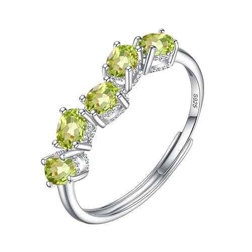 925 Silber Ringe Mit Natürlichen Edelsteinen, Verstellbar, Blätter, Stapelbar, Fingerring, Hochzeit, Verlobung, Ovaler Diamantring Für Frauen Und Mädchen, Geburtsstein-Schmuck, Geschenke, Perido von Generisch