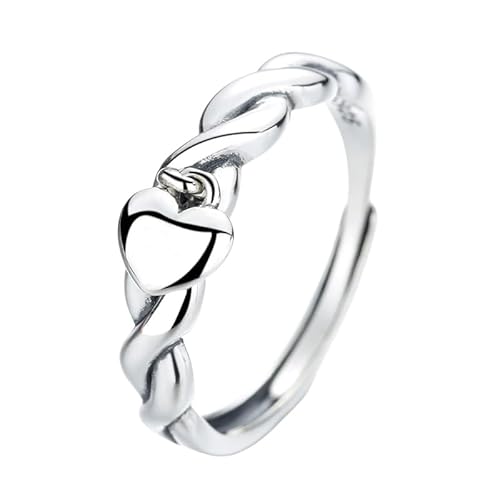 925 Silber Vintage Dangle Herz Ringe Statement Verstellbar Stapelbar Twist Band Verlobungsversprechen Liebe Herz Ehering Für Frauen Mädchen Schmuck Geschenke von Generisch