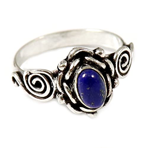 925 Sterling Silber Band Ring Lapislazuli Edelstein Silber Ring Goyal Juwelen Solide Alle Größen Männer Frauen Ring Geschenkartikel Statement Handgemachter Schmuck GESR180C (69 (22.0)) von Generisch