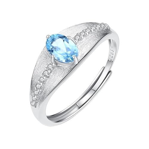 925 Sterling Silber Chunky Ring Für Frauen Natürlicher Edelsteinring Oval Geschliffener Kristallring Matt Gebürstet Cocktail Verlobungsversprechen Ehering Für Sie Topas von Generisch