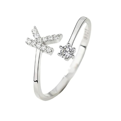 925 Sterling Silber Cz Initial Ring, Zierlicher Verstellbarer Offener Ring Az Alphabet Buchstabe Daumenring Für Frauen Mädchen Schmuck Geschenke Mit Box Buchstabe K von Generisch