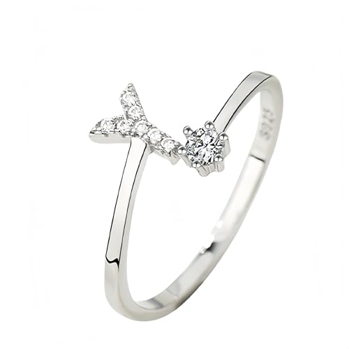925 Sterling Silber Cz Initial Ring, Zierlicher Verstellbarer Offener Ring Az Alphabet Buchstabe Daumenring Für Frauen Mädchen Schmuck Geschenke Mit Box Buchstabe Y von Generisch