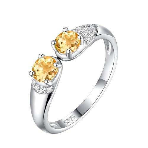 925 Sterling Silber Doppel-Edelstein-Ring Für Frauen, Ovaler Kristallschliff, Stapelbarer Ring, Cocktail-Ewigkeit, Verlobungsversprechen, Ehering, Geschenke Für Sie, Citrin von Generisch