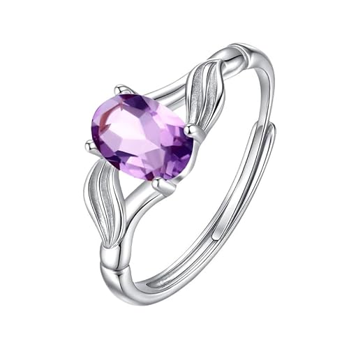 925 Sterling Silber Edelstein Solitärring Für Frauen Twist Infinity Ring Statement Ovalschliff Kristall Band Cocktail Verlobungsversprechen Ehering Für Sie Amethyst von Generisch