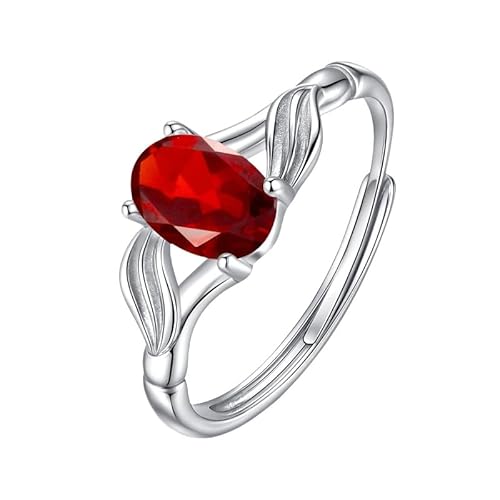 925 Sterling Silber Edelstein Solitärring Für Frauen Twist Infinity Ring Statement Ovalschliff Kristall Band Cocktail Verlobungsversprechen Ehering Für Sie Rubin von Generisch