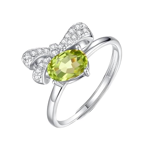 925 Sterling Silber Edelsteinring Für Frauen Süße Fliege Zirkonia Ringe Verstellbar Kristallband Verlobung Cocktail Ehering Geschenk Mit Box Peridot von Generisch