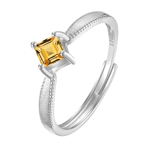 925 Sterling Silber Gebürsteter Verlobungsring Für Frauen Quadratschliff Edelstein Stapelbarer Ring Cocktail Eternity Verlobungsversprechen Ehering Geschenke Für Sie Citrin von Generisch