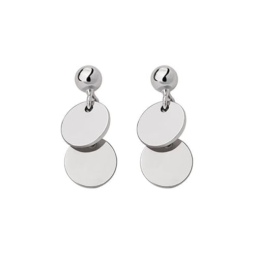 925 Sterling Silber Geometrische Mini Runde Pailletten Ohrstecker - Koreanischer Stil Einfache Quaste Ohrringe für Frauen (Runde Pailletten) von Generisch