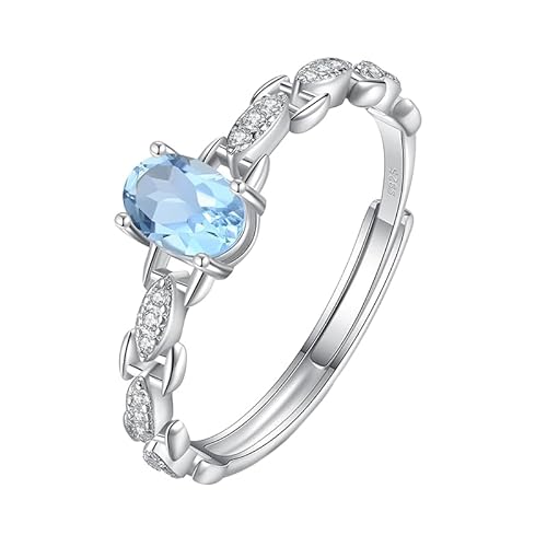 925 Sterling Silber Halo Solitär Verlobungsring Für Frauen Ovaler Schliff Natürlicher Edelsteinring Luxus Cz Cuban Link Band Cocktail Hochzeitsversprechen Band Topas von Generisch