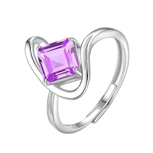 925 Sterling Silber Halo Solitär Verlobungsring Für Frauen Smaragdschliff Naturedelstein Ring Unendlichkeit Gedrehter Versprechensring Cocktail Jubiläumsring Amethyste von Generisch