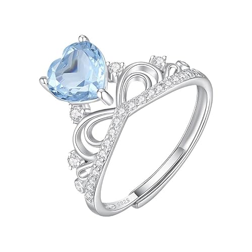 925 Sterling Silber Herzring Für Frauen Natürlicher Edelstein Fliege Ring Verlobungsring Braut Prinzessin Ehering Für Sie Größenverstellbar Topas von Generisch