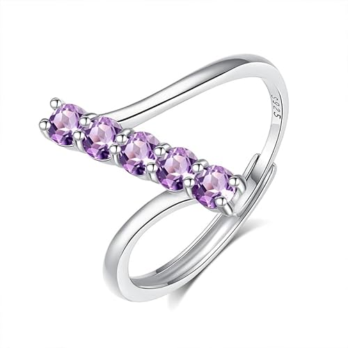 925 Sterling Silber Infinity Wrap Ringe Für Frauen Ewigkeit Rundschliff Natürliche Edelsteine Ring Statement Versprechen Ehering Für Sie Größenverstellbar Amethyst Ring von Generisch