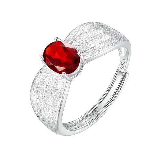 925 Sterling Silber Ovalschliff Edelsteinring Für Damen Vintage Klobiger Ring 14 Karat Vergoldet Gebürstetes Band Cocktail Eternity Verlobungsversprechen Ehering Rubin von Generisch