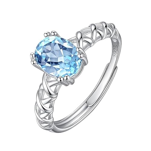 925 Sterling Silber Ring Für Damen 6X8Mm Citrin/Amethyst/Topas/Peridot/Granat Kristallring Verlobungsring Hochzeitsring Cocktailring Für Sie Topas von Generisch