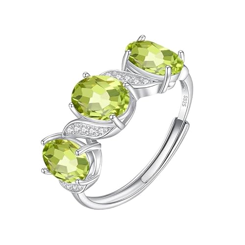 925 Sterling Silber Ring Für Damen Natürliche Edelsteine Ovalschliff Simulierter Diamant Ehering Cocktail Verlobungsring Ewigkeitsschmuck Geschenke Mit Box Peridot von Generisch
