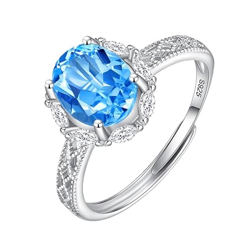 925 Sterling Silber Ring Für Damen Vintage Spitze Filigran Band Natürlicher Edelstein Großer Ovalschliff Diamant Ehering Aaa Zirkonia Verlobungsversprechen Band Topas von Generisch