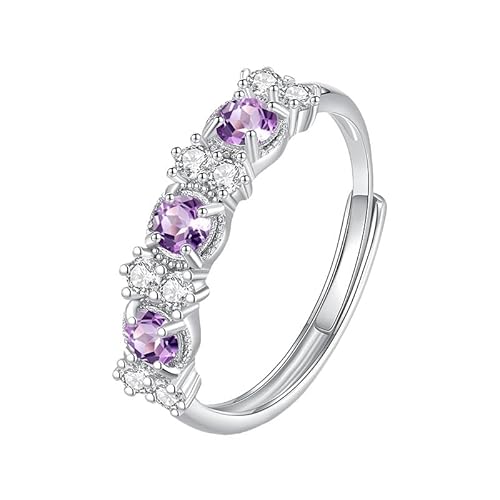 925 Sterling Silber Ring Für Frauen Citrin/Amethyst/Topas/Peridot/Granat Kristall Stapelbarer Ring Verlobungsring Ehering Versprechen Cocktail Band Für Sie Amethystring von Generisch