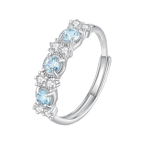 925 Sterling Silber Ring Für Frauen Citrin/Amethyst/Topas/Peridot/Granat Kristall Stapelbarer Ring Verlobungsring Ehering Versprechen Cocktail Band Für Sie Topas von Generisch