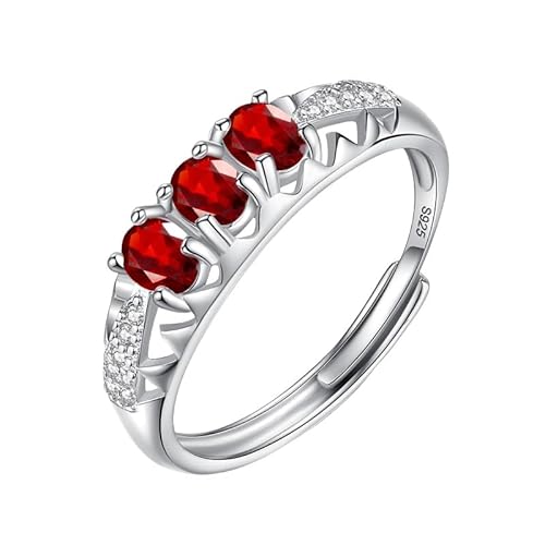 925 Sterling Silber Ringe Ring Für Frauen Natürliche Edelsteine Band Statement Verlobungsversprechen Ehering Für Sie Größe Verstellbar Rubin von Generisch