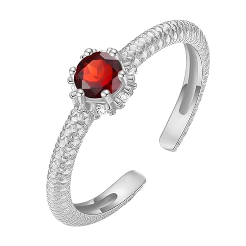 925 Sterling Silber Rund Halo Solitär Verlobungsring Für Frauen Facettenschliff Naturedelstein Ring Zirkonia Strukturband Cocktail Ehering Rubin von Generisch